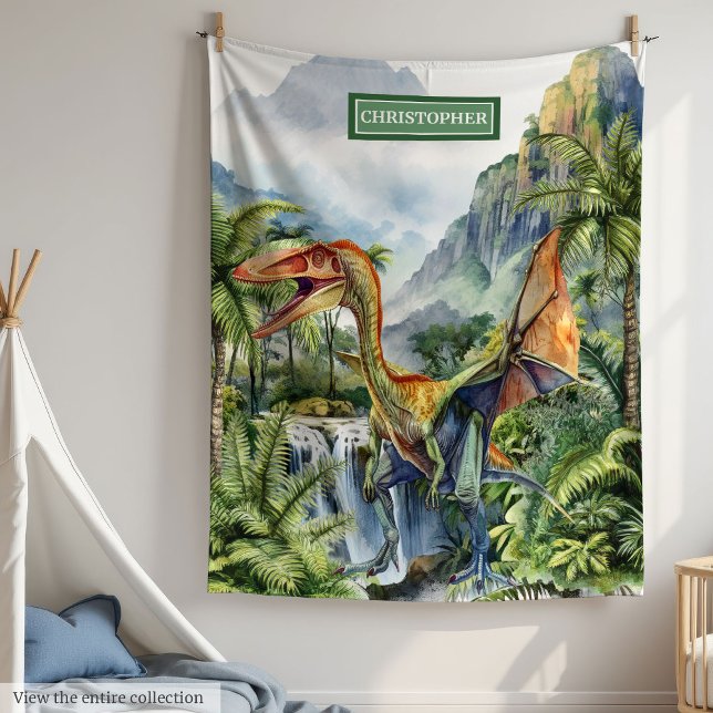 Personlig Boys Birthday Prehistorisk Dinosaur Fleecefilt (Personalized Boys Birthday Prehistoric Dinosaur Fleece Blanket )