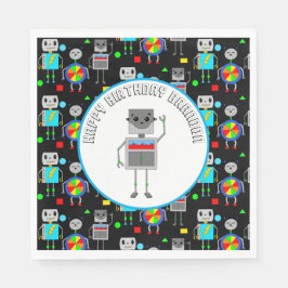 Personlig Boy's Birthday Robot Pappersservett