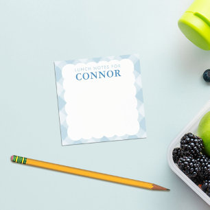Personlig BOYS Blue Gingham Check Lunch Box Post-it Block
