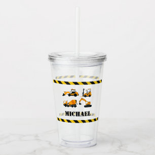 Personlig Boys Construction Digger Tumbler Take Away Mugg