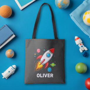 Personlig Boys Cute Rocket Frakt Planets Tygkasse