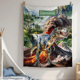 Personlig Boys Dinosaur Birthday Blanket Anpassnin Fleecefilt