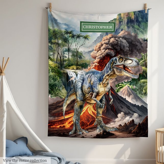 Personlig Boys Dinosaur Birthday Blanket Anpassnin Fleecefilt (Personalized Boys Dinosaur Birthday Blanket Custom)