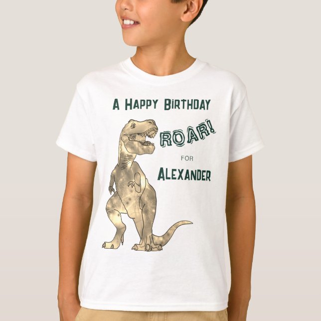 Personlig Boys Dinosaur T-Rex-Födelsedagsfest T Shirt (Framsida)