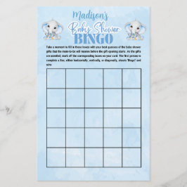 Personlig Boys Elephant Bingo Baby Shower Game