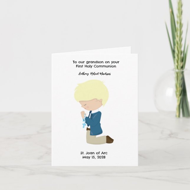 Personlig Boys First Heliga Communion Kort (Framsida)