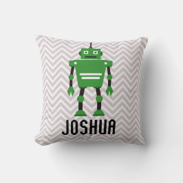 Personlig Boys Grönt Robot Pillow Kudde