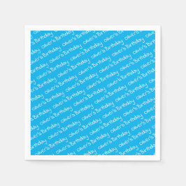 Personlig Boy's Namn Birthday Blue Party Pappersservett