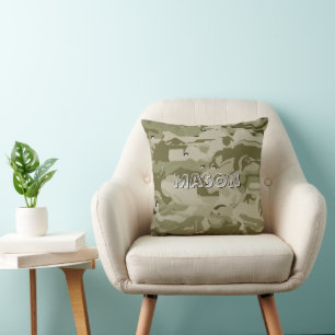 Personlig Boy's Room Camouflage Kudde