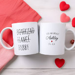 Personlig Boyvän Fiancé Hubby Funny Gift Två-Tonad Mugg<br><div class="desc">Öka dina varningar med vår Personlig mugg Trilogy - en hjärtlig resa från Boykompis till Fiancé och slutligen, Hubby. Mugg är en tankfull gåva från en kärleksfull fru. Oavsett om det gäller en födelsedagskalender eller en omhuldad bröllopspresent, tillför dessa personlig mugg en aning värme och individualitet till varje kopp. Ge...</div>