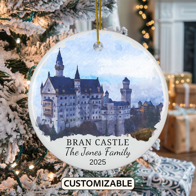 Personlig Bran Castle Ornament, Rumänien Julgransprydnad Keramik (Skapare uppladdad)