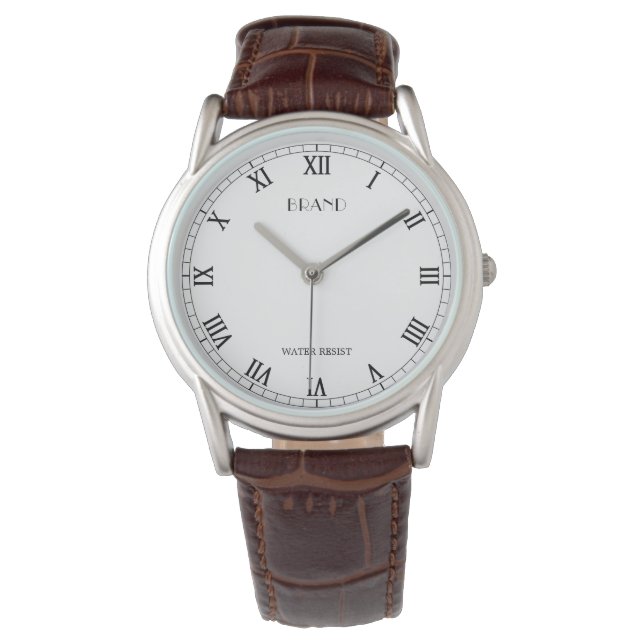 Personlig Brand Manar Classic Brown Leather Armbandsur (Framsida)