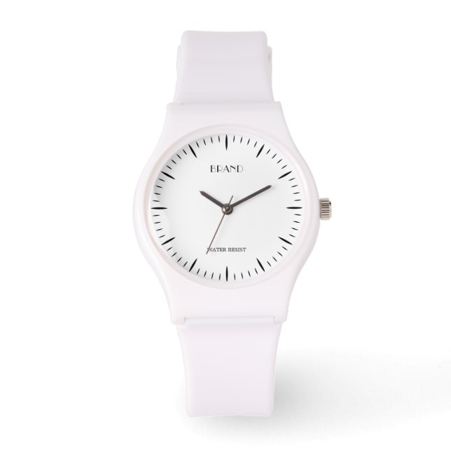 Personlig Brand Silicone Strap White Armbandsur (Framsida)