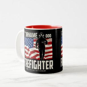 Personlig brandmanräddning USA-flagg patriottisk Två-Tonad Mugg