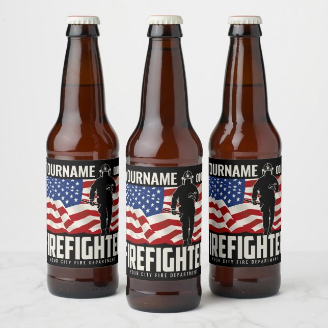 Personlig brandmanräddning USA-flagga patriotisk Ölflaska Etikett (Flaskor)