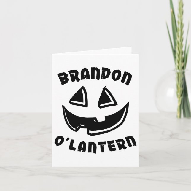 Personlig Brandon O'lantern Halloween Pumpkin C Kort (Framsida)