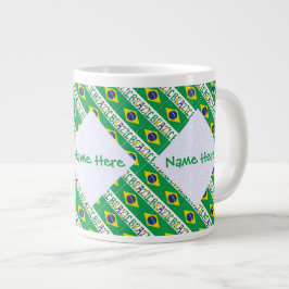 Personlig Brasilienflagga Kaklad Jumbo Mugg