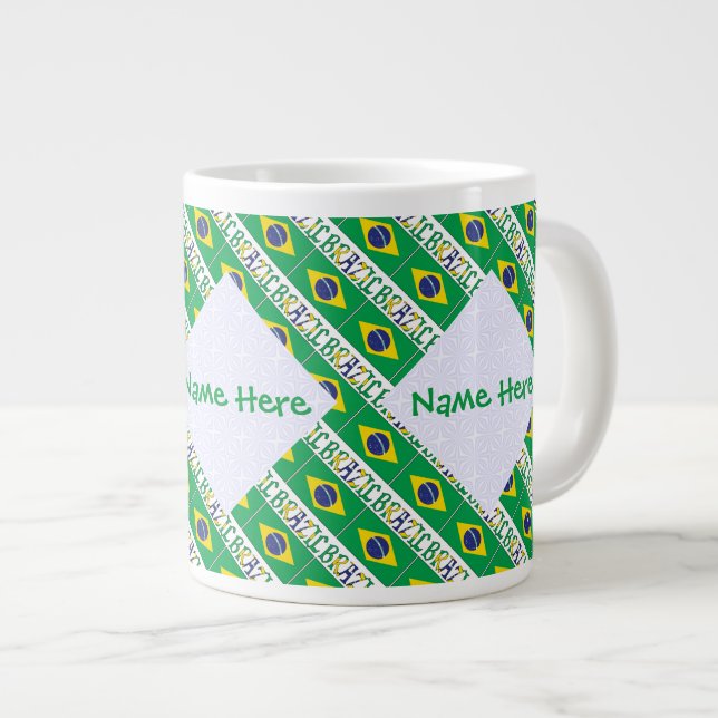 Personlig Brasilienflagga Kaklad Jumbo Mugg (Framsida höger)