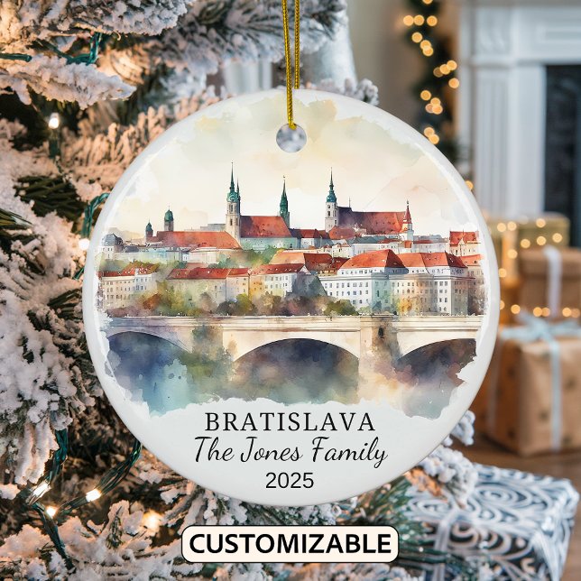 Personlig Bratislava Ornament, Slovakien Gift Julgransprydnad Keramik (Skapare uppladdad)
