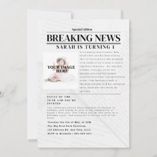 Personlig Breaking News: Kid Födelsedagsfest Inbjudningar