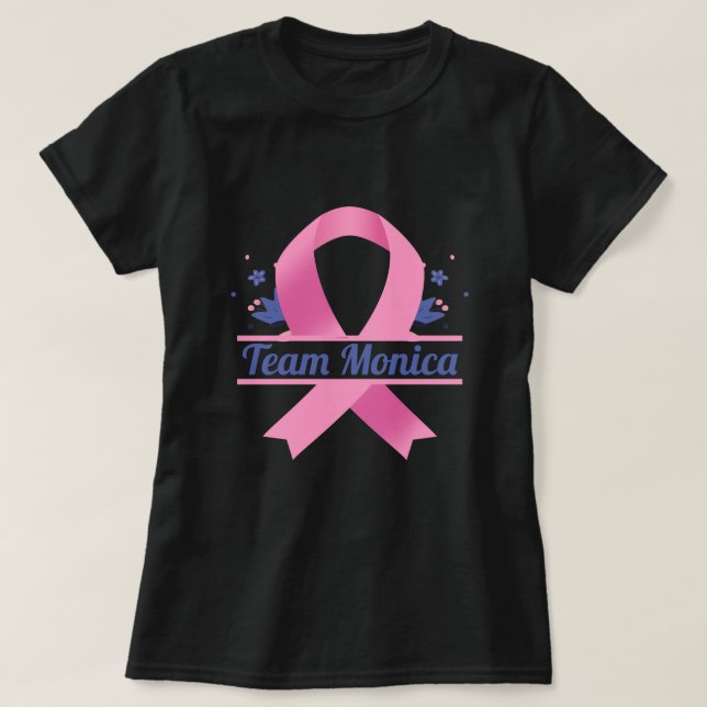 Personlig Brest Cancer Team - Medvetenhet om cance T Shirt (Design framsida)