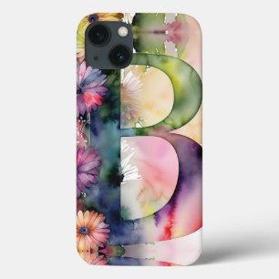 Personlig Brev B Elegant Blommigt Vattenfärg