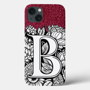 Personlig Brev B Glitter Tattoblommor