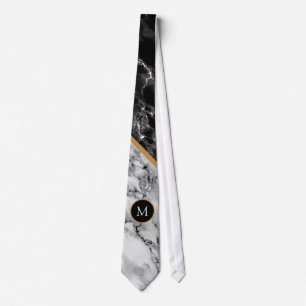 Personlig Brev Black White Marble Neck Tie Slips