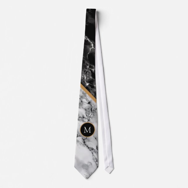 Personlig Brev Black White Marble Neck Tie Slips (Framsida)