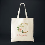 Personlig Brev ’C’ Tote Bag Blommigt Guld  Tygkasse<br><div class="desc">Blommigt Guld  Personlig Brev "B" Tote Bag</div>