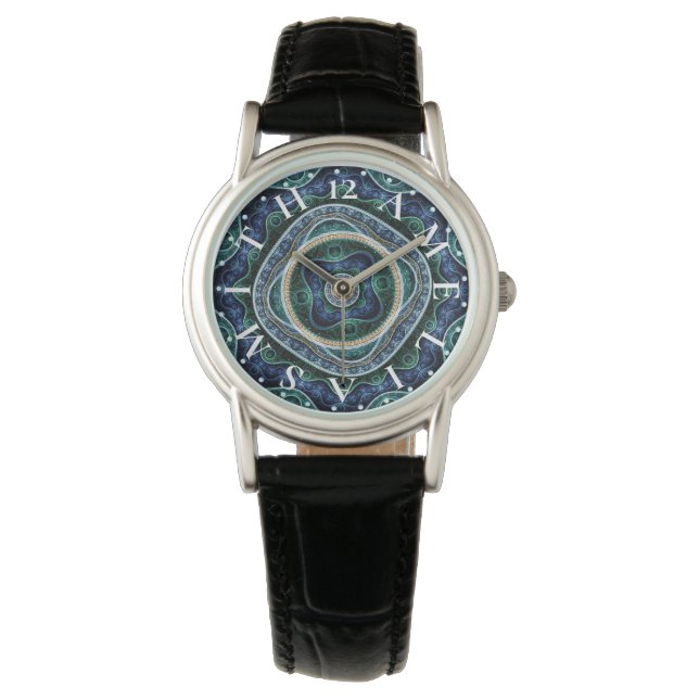 Personlig Brev Dial Julian Fractal Mandala Armbandsur (Framsida)