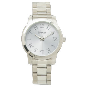 Personlig Brev Dial Silver-övertoning Armbandsur