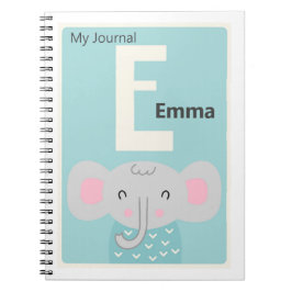 PERSONLIG BREV E | Cute Elephant Kids Journal Anteckningsbok