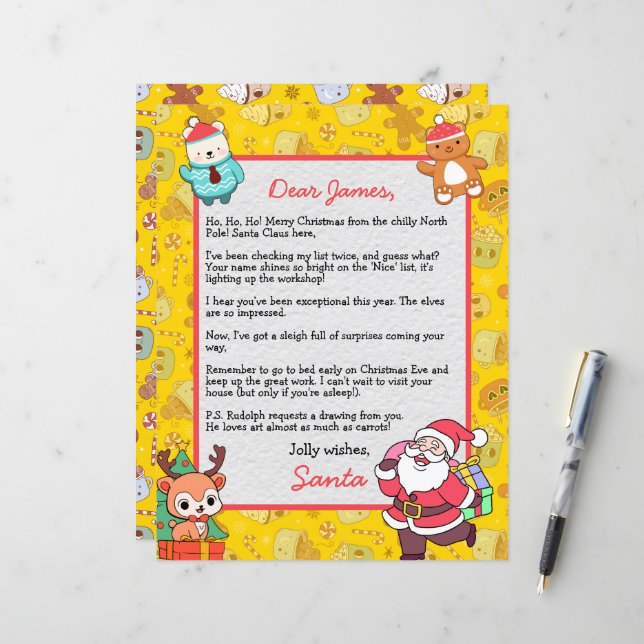 Personlig Brev från Jultomten för barn (Fram/Back In Situ)