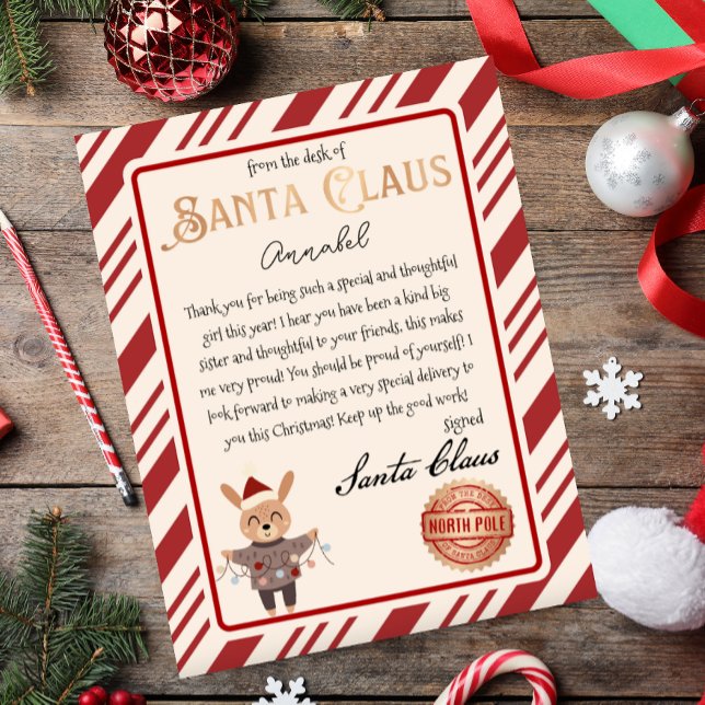 Personlig Brev från Jultomten Inbjudningar (letter from santa personalized for your child - easily edit download and print from home)