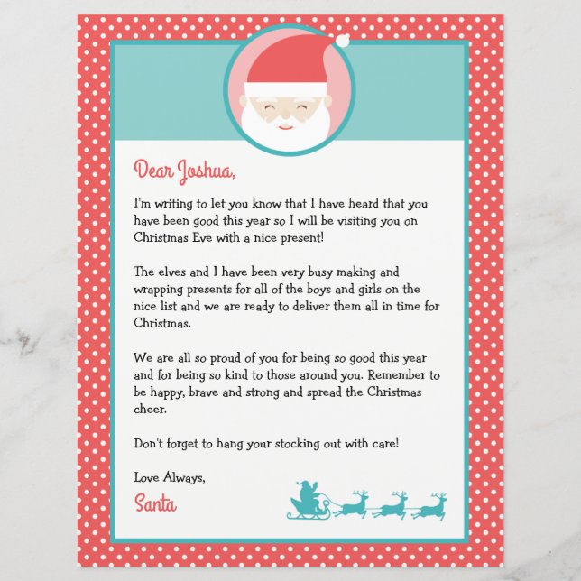 Personlig Brev från Santa & Coloring Page (Framsida)