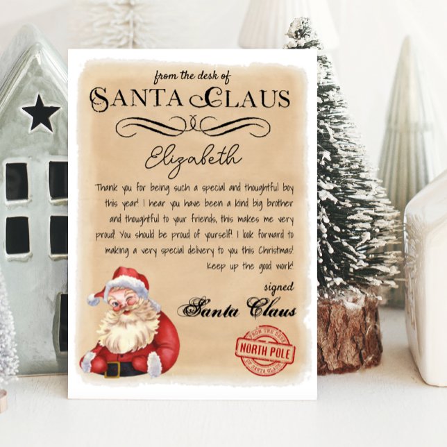 Personlig Brev från Santa Printable Inbjudningar (letter from santa, personalized letter from santa)