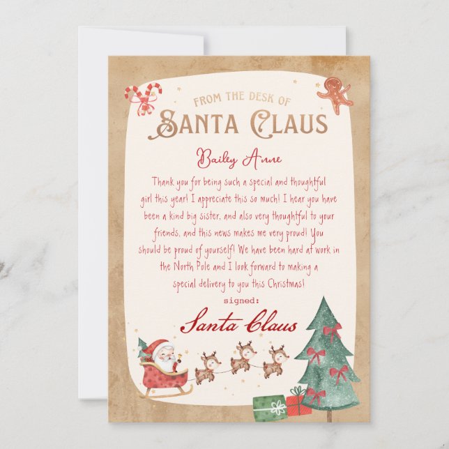 Personlig Brev från Santa Printable Inbjudningar (Framsida)