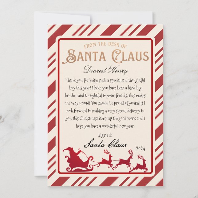 Personlig Brev från Santa Printable Inbjudningar (Framsida)