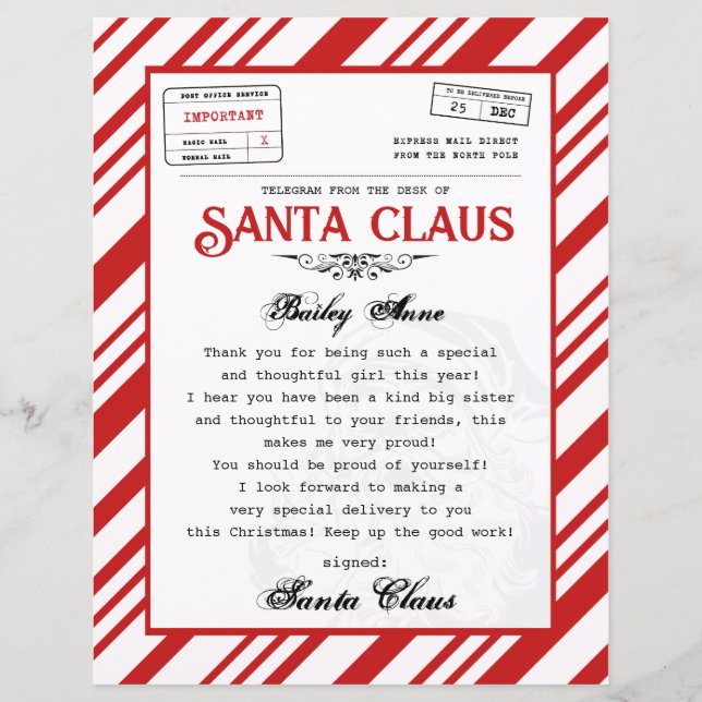 Personlig Brev från Santa Santa (Framsida)