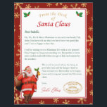 Personlig Brev från Santa Santa | North Pole Mail<br><div class="desc">Anpassa brev från Santa med ditt barns namn och text. Den här utformningen har en vattenfärg,  tomten,  mistletoer,  en ovala God jul frimärke och faux guld snöflingor red gräns.</div>