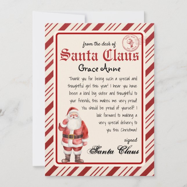 Personlig Brev från Santa Template Inbjudningar (Framsida)