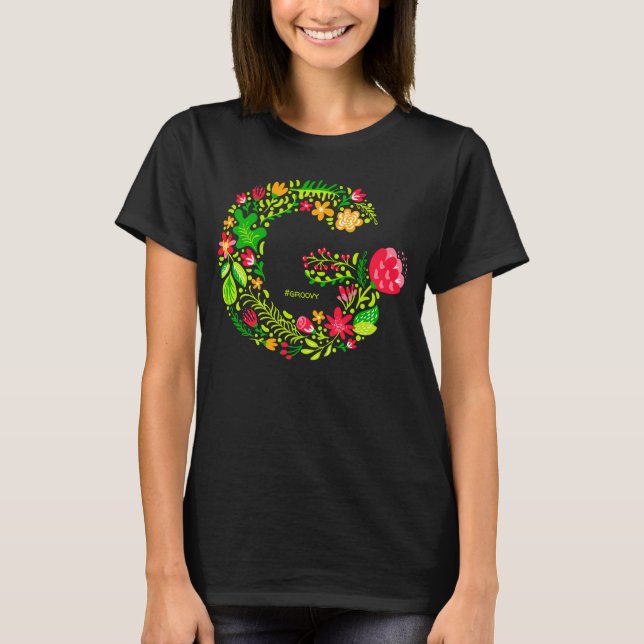 Personlig Brev G i Flowers T-Shirt (Framsida)