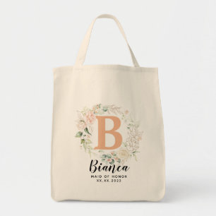 Personlig Brev Greenery Bridesmaid Tote Bag Tygkasse