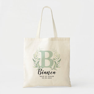 Personlig Brev Greenery Bridesmaid Tygkasse