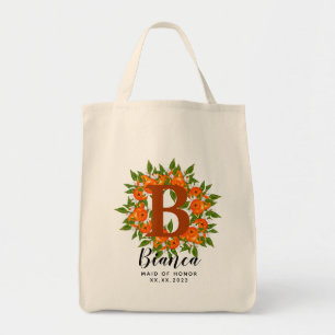 Personlig Brev Orange Bridesmaid Tote Bag Tygkasse