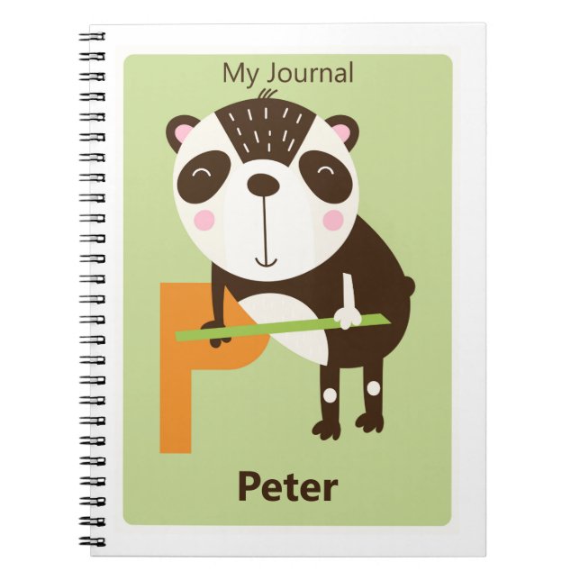 PERSONLIG BREV P | Cute Panda Kids Journal Anteckningsbok (Framsidan)