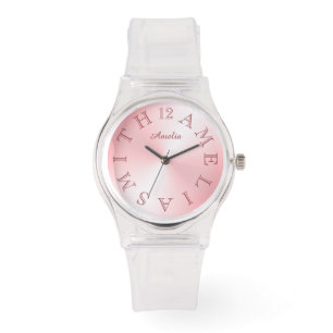 Personlig Brev Rosa Vit övertoning Armbandsur