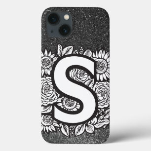 Personlig Brev S Black and White Glitter