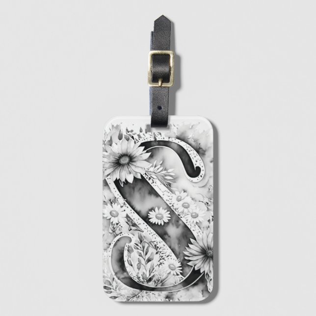 Personlig Brev S Daisy Blommigt Vattenfärg Bagagebricka (Framsida vertikal)